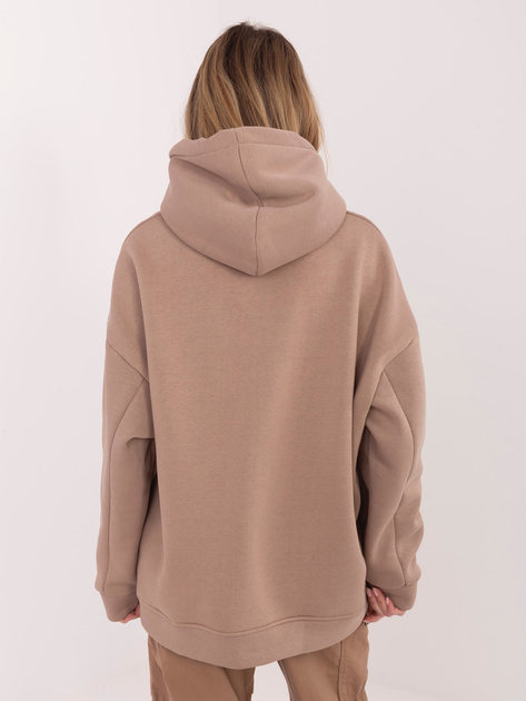 Ciemnobeżowa dresowa bluza z kapturem RUE PARIS