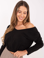 Czarna bluzka z długim rękawem RUE PARIS 