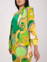 Hurt Zielono-żółta damska marynarka z rękawem 3/4