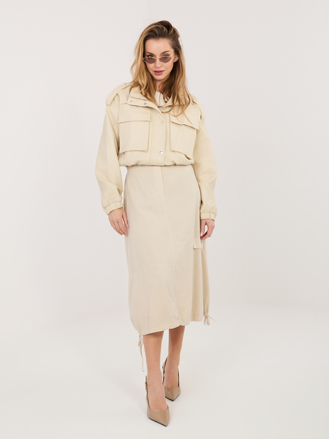 Beżowa sztruksowa spódnica ze ściągaczami RUE PARIS