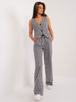 Hurt Szaro-czarne materiałowe spodnie z prostą nogawką