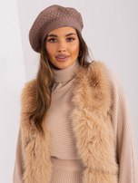 Hurt Brązowy beret dzianinowy