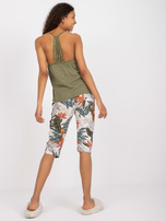 Khaki damska piżama bawełniana ze spodniami 3/4 