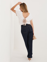 Ciemnobeżowa damska bluzka z kokardą na plecach