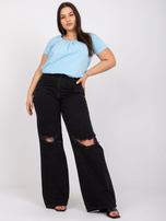 Šviesiai mėlyna plus size medvilninė bluzonė Celeste.