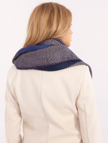 Hurt Granatowy zimowy szal damski w paski