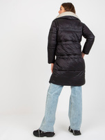 Hurt Czarno-beżowa puchowa kurtka zimowa 2w1 z odpinanymi rękawami