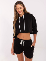 Czarny dresowy komplet z bluzą z kapturem Emola