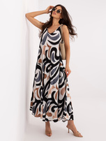 Czarna trapezowa sukienka z nadrukiem