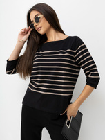 Czarna bawełniana  bluzka oversize w paski 