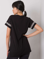 Schwarzes T-Shirt mit Aufdruck Amber.