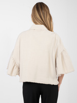 Beżowa jeansowa kurtka z kieszeniami RUE PARIS 