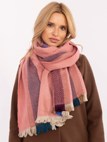 Hurt Pomarańczowy długi szal damski z frędzlami