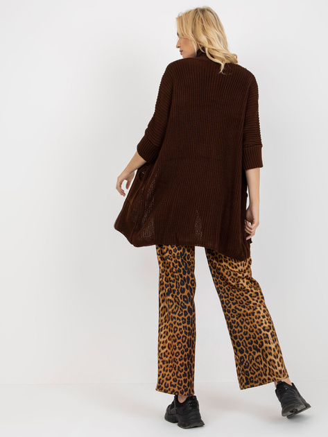 Hurt Ciemnobrązowy luźny kardigan z kieszeniami RUE PARIS