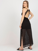 Hurt Czarna ażurowa sukienka z rozcięciem OCH BELLA