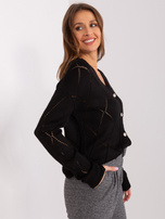 Hurt Czarny sweter rozpinany z guzikami RUE PARIS