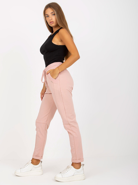 Hurt Brudnoróżowe dresowe spodnie basic z kieszeniami Aprilia