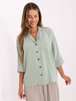 Pistacjowa koszula z ozdobnymi guzikami RUE PARIS 
