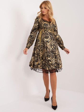 Hurt Złoto-czarna sukienka wieczorowa z gorsetowym wiązaniem