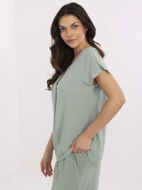 Pistacjowa bluzka z krótkim rękawem SUBLEVEL