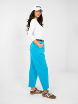 Niebieskie sztruksowe spodnie z paskiem