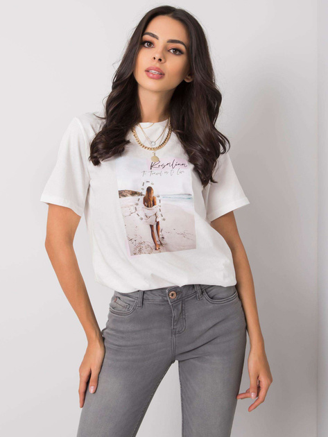 Biały t-shirt z nadrukiem Travel