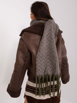 Khaki-purple women's knitted winter scarf