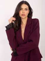 Burgundowo-czarna elegancka marynarka z koronką
