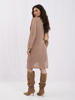 Dark beige mesh dress with gathers.