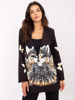 Hurt Czarna damska marynarka z motywem zwierzęcym