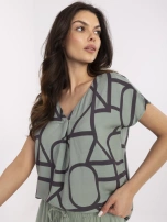 Khaki bluzka w geometryczne wzory SUBLEVEL