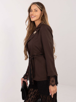 Czekoladowa marynarka z koronkowymi wstawkami