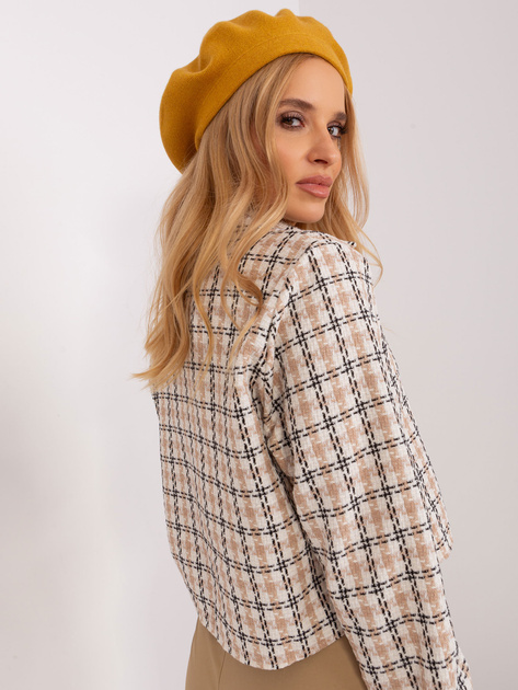 Hurtownia Musztardowy beret z kaszmirem