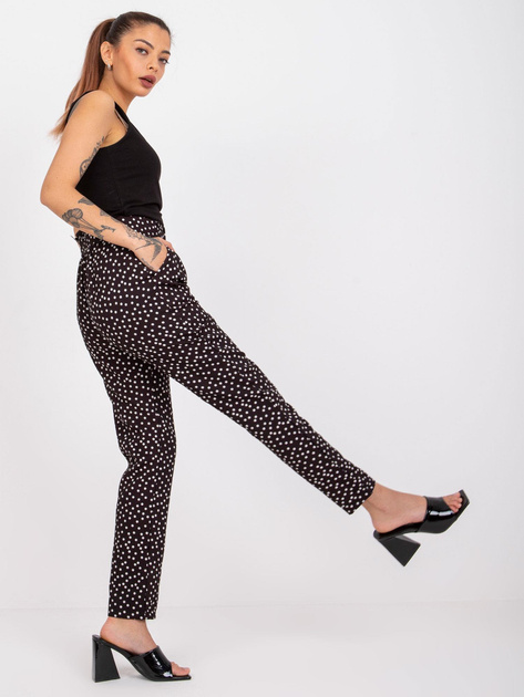 Czarne spodnie materiałowe z paskiem Kyoto