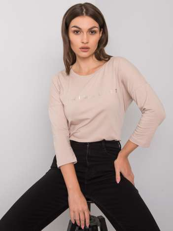 Helle beige Baumwollbluse mit dem Aufdruck Cantrice.