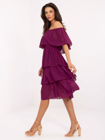 Fioletowa sukienka hiszpanka z warstwami OCH BELLA 