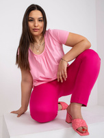 Šviesiai rožinė medvilninė plus size marškinėliai Celeste.