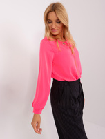 Hurt Fluo różowa bluzka wizytowa z długim rękawem