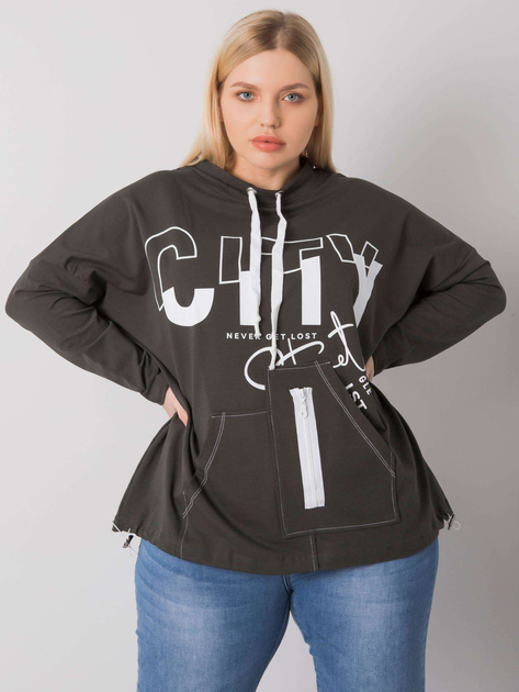 Ciemna khaki bluza plus size bez kaptura Hackney