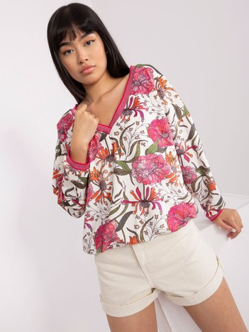 Hurtownia Ecru welurowa bluzka we wzory RUE PARIS