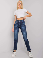 Ciemnoniebieskie proste jeansy damskie Suffolk