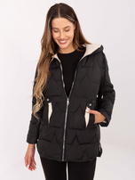 Czarna pikowana kurtka z suwakiem