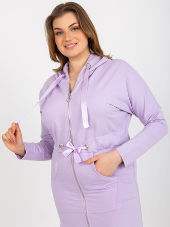 Hurt Light Purple Zip-Up Plus Size Sweatshirt with a Ribbed Cuff