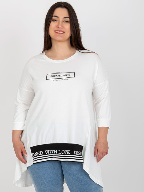 Hurtownia Ecru dresowa tunika plus size z rękawem 3/4
