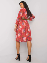 Bordeauxfarbenes Plus-Size-Kleid mit Blumen Bianna.