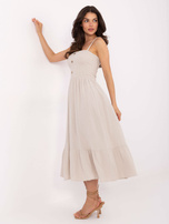 Beżowa muślinowa sukienka na ramiączkach