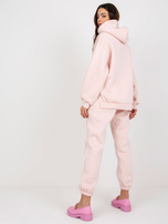 Hurtownia Jasnoróżowy komplet dresowy z bluzą z kapturem