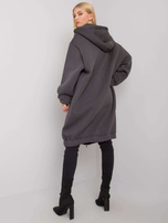 Grafitowa długa bluza z kapturem Yasemin