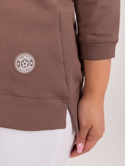 Hurt Brązowa bluzka plus size z okrągłym dekoltem