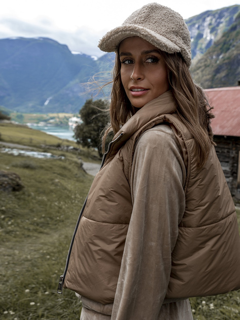 Hurt Jasnobrązowa krótka kamizelka puchowa OCH BELLA